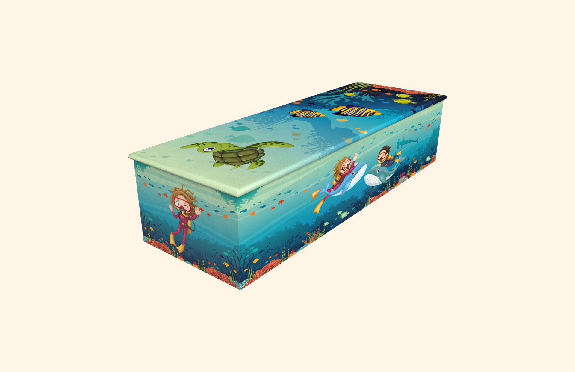 Scuba Diving design on a child wooden casket